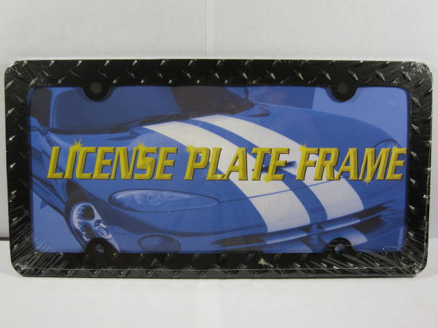 DIAMOND PLATING METAL LICENSE PLATE FRAME BLACK L457